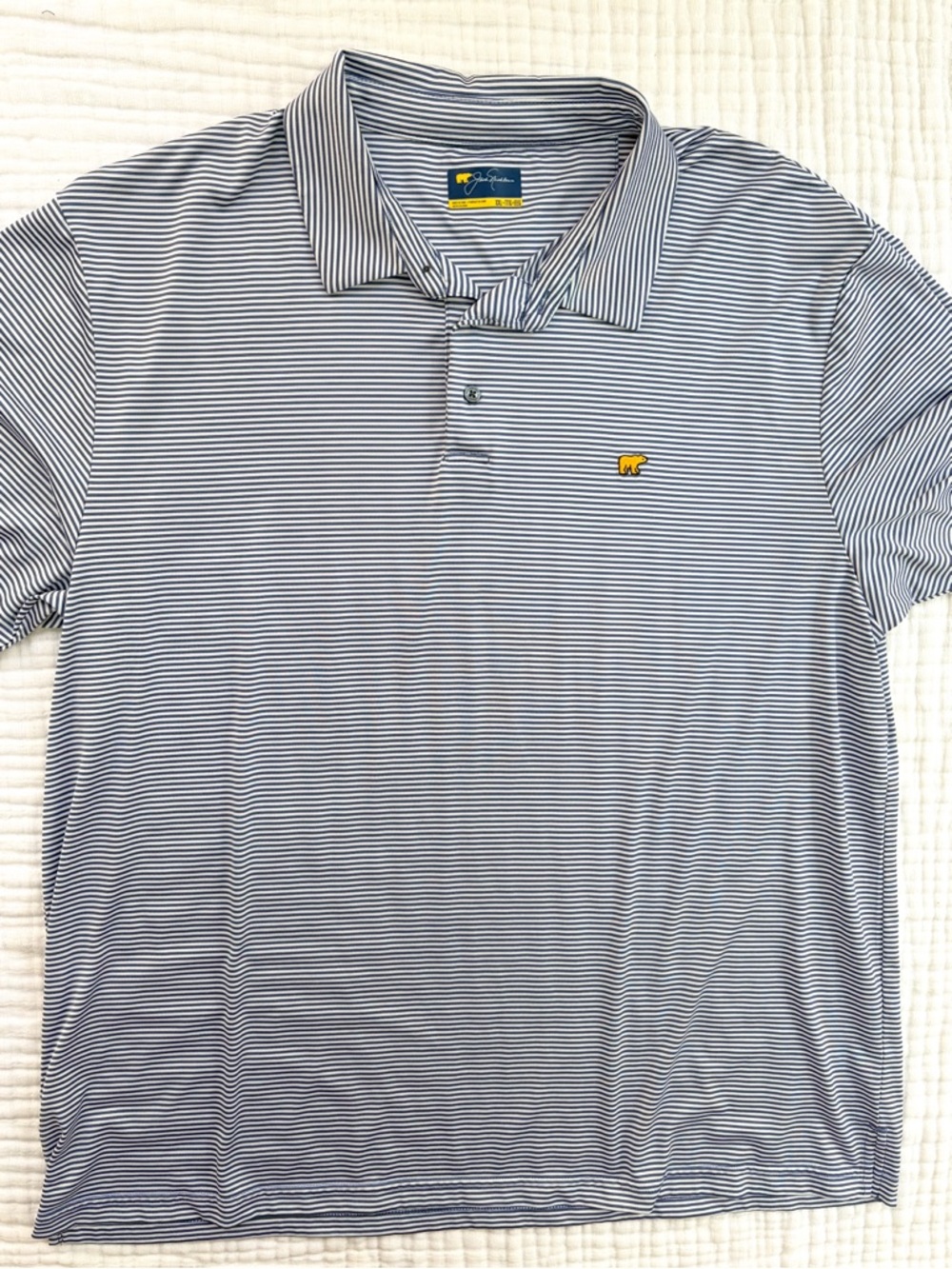Jack Nicklaus Striped Polo XXL Blue White Performance Golf Shirt